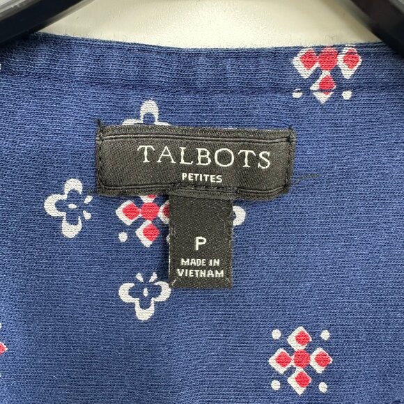 Talbots Sheath Dress XSP Foulard Print Sleeveless Cotton Navy Blue Red Casual - Picture 4 of 11